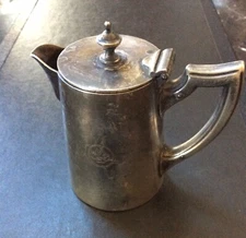 ANTIQUE ART KRUPP BERNDORF SILVER PLATED CREAMER/ ENGRAVED INITIAL