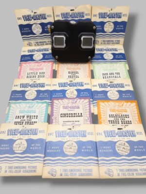 Antique Sawyers View Master 3D Slide Viewer Stereoscope w/Box  12 Reels US WORKS
