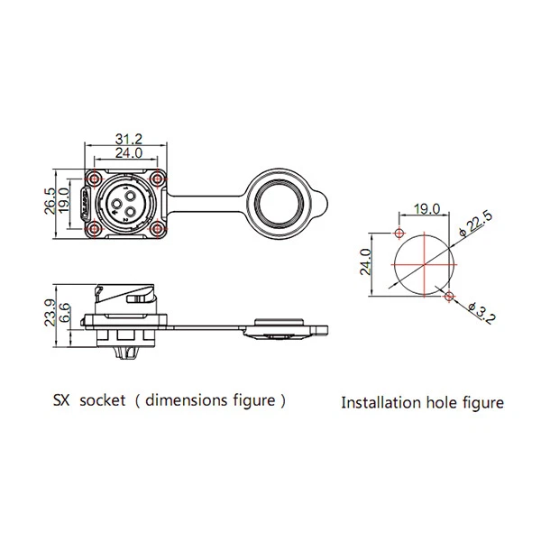 4 Pin Power Signal Circular Connector Male Panel Mount Socket Waterproof IP67  - Image 3 of 4