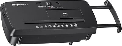 Amazon Basics 8-Sheet Strip Cut Paper, CD, and Credit Card Shredder, Black 