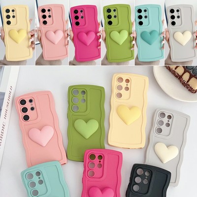 For Samsung Galaxy A54 A33 A23 A32 A42 Heart Shape Wave Case/Screen Protector