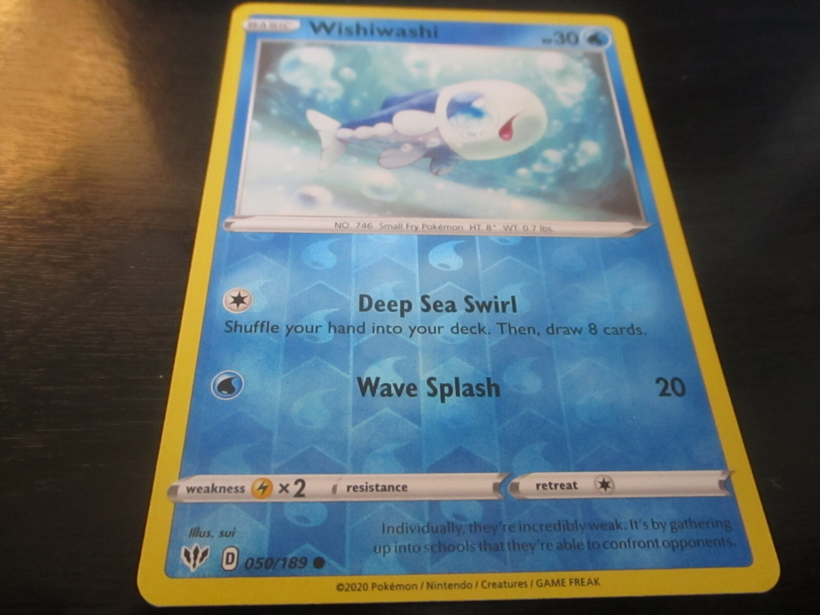 WISHIWASHI  HOLO pokemon CARD #50/189 2020 MInt condition 30HP