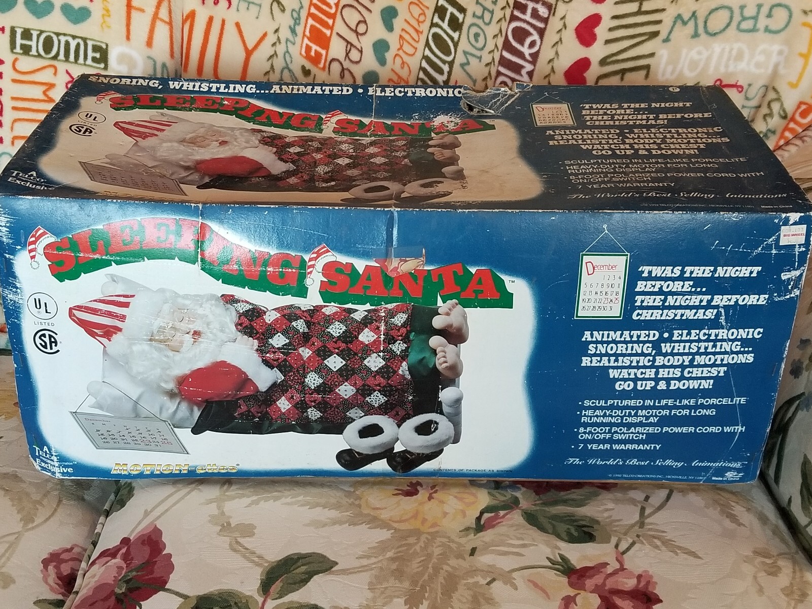 VTG Telco Sleeping Snoring Whistling Animated Sleeping Santa Xmas TESTED