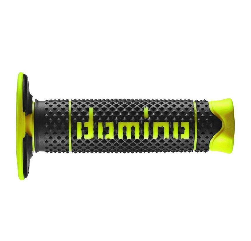 Poignées Domino A260 Anti-Vibrations Noir Jaune Fluo pour Finir vos Manches sans Fatigue