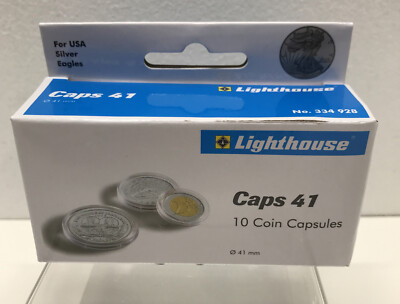 10 Lighthouse Direct Fit Coin Capsule Holders for American Silver Eagles, 41mm