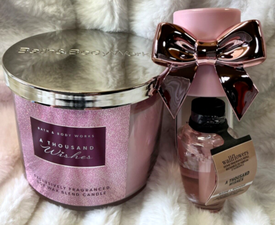 Bath & Body Works A Thousand Wishes 3-wick Candle + Bow Plug +