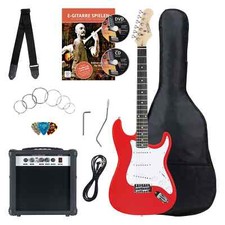 Set Chittara Elettrica ST-Style Single Coil 25W Amplificatore Corde Borsa Rosso