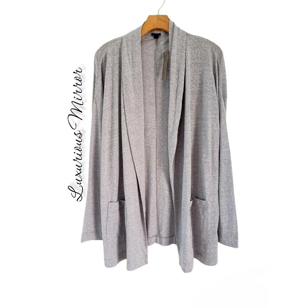 Gray open shop front cardigan