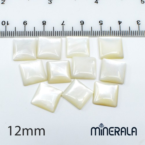 NATURAL FRESHWATER WHITE MOTHER OF PEARL SHELL SQUARE CABOCHON 4mm-20mm WP027E6 - Picture 7 of 11