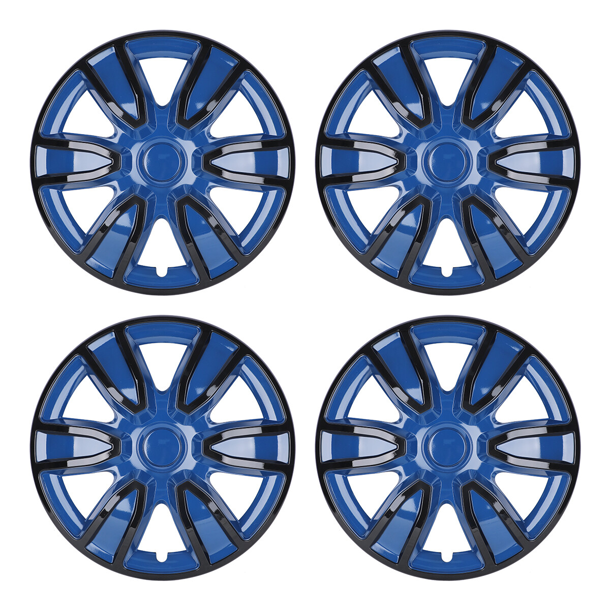 4-Pack 15-Inch Universal Black & Blue Hubcaps for R15 SUV Wheels Snap-On Covers
