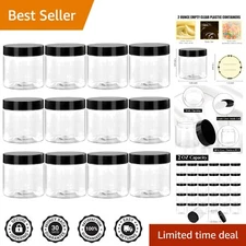 Clear Plastic Cosmetic Containers - 36 Pack 2 Oz Jars with Labels Included