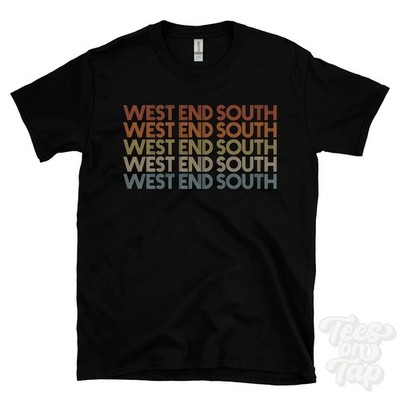 WEST END SOUTH WIEDERHOLTES RETRO-STIL T-SHIRT Herren & Damen UK Ortsname Geschenk