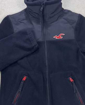Hollister Fleece Danali Jacket Men S Black Full Zip Pockets Skateboard Ski