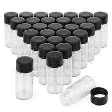 Kesell 50 Pack Clear Glass Vials with Black Screw Caps, 5ml Portable Bottles ...
