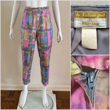 1960s White Stag Virtuoso Watercolor Side Zip Pants Cigarette Surf Mod VTG 60s