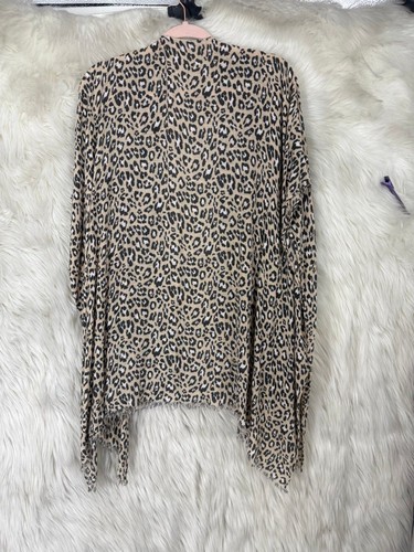 American Eagle Raw Hem Leopard Print Kimono Cardigan Open Front Animal O/S - Picture 4 of 8