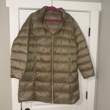 Michael Kors Packable Down Fill Quilted Hooded Jacket Taupe SEE DESCRIPTION