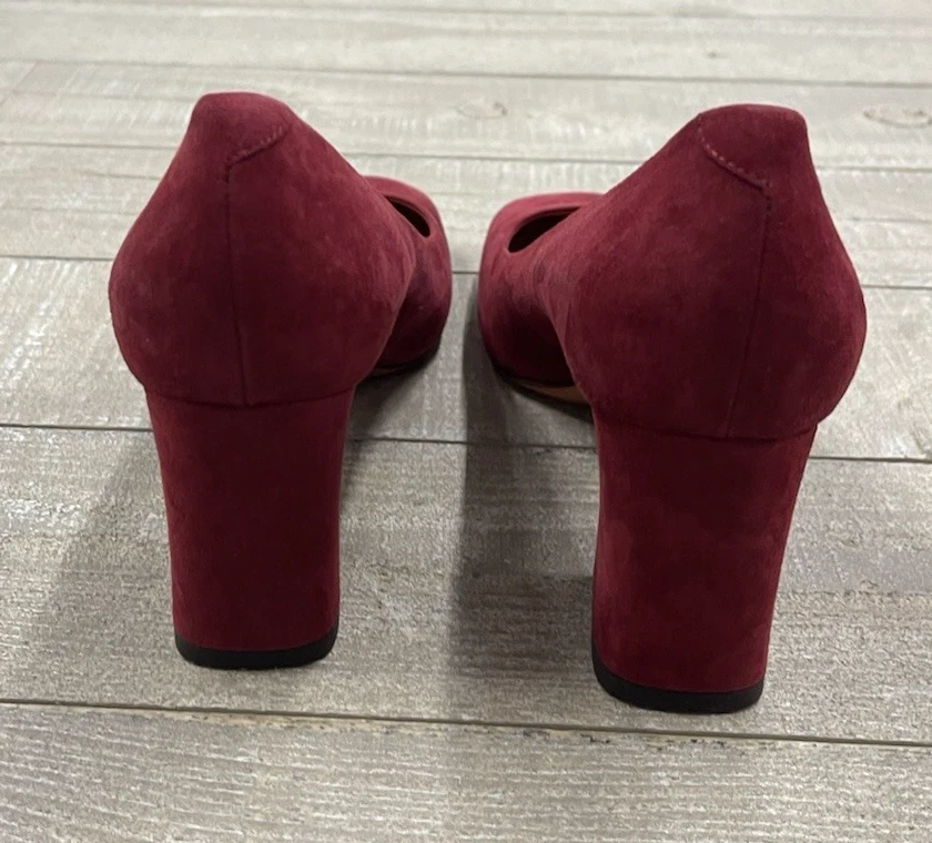 New Santoni Suede Leather Pump Heels In Garnet Size: 35.5 (US 5.5) - Image 4 of 4