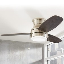 Home Decorators Ashby Park 44" Brushed Nickel Flush Ceiling Fan w/Light Kit