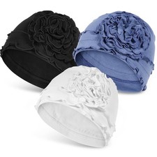 3PCS Cotton Chemo Headwear for Women Soft Cancer Caps Beanie for Hair Loss