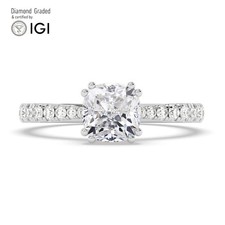 Cushion Diamond Engagement Ring Platinum Labgrown 1.80 Ct Solitaire
