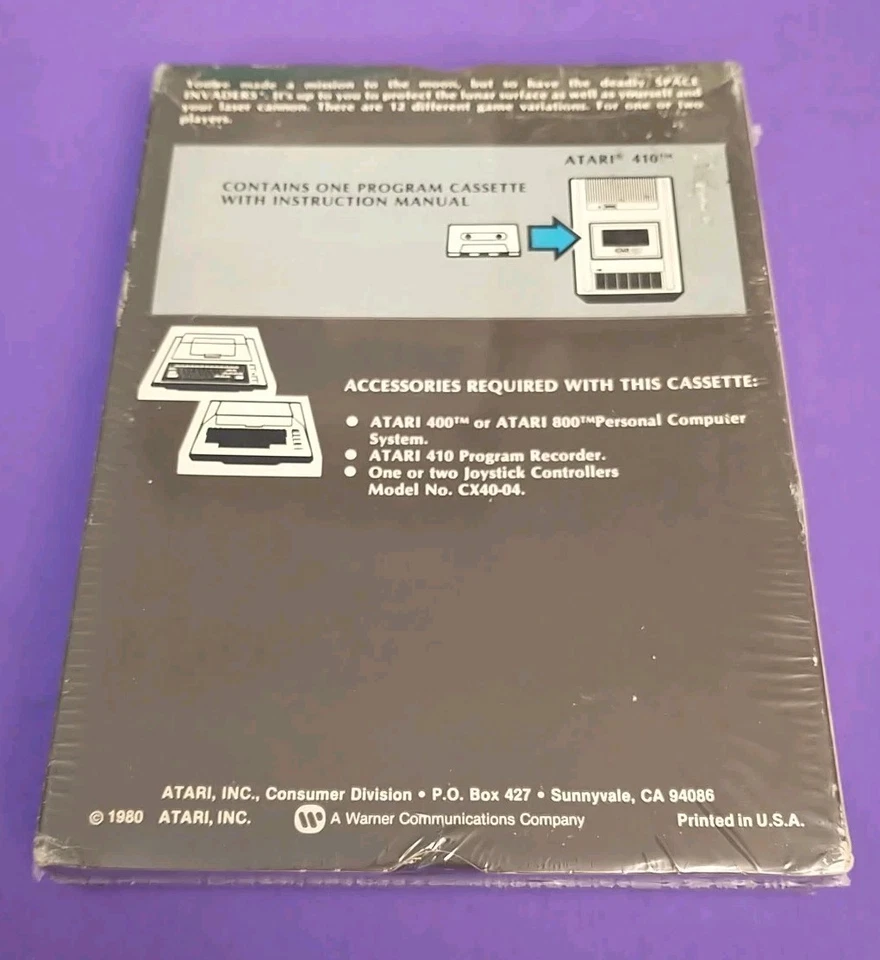 SEALED Space Invaders for Atari 400/800 - CIB Still in Shrink ~ SAFE SHIPPING ~ - Image 2 of 4