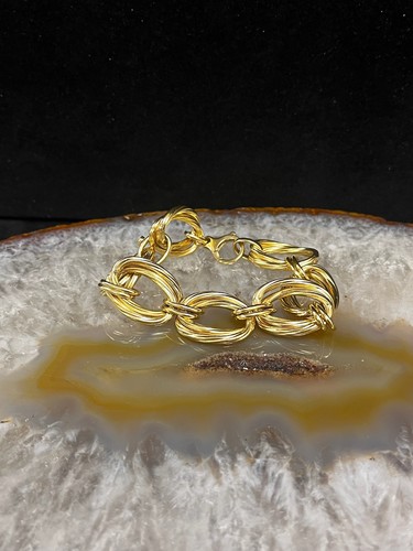 Roberto Coin ausgefallenes ovales Gliederarmband 18 Karat Gelbgold 7,75 Zoll