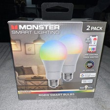 Monster Smart RGBW LED Bulbs 2 Pack 800LM WiFi Alexa Google Razer Chroma NEW