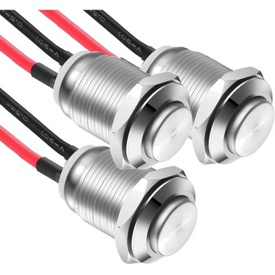 Drucktaster Verriegelung Edelstahl  12mm 2A/12V 24V Adapter
