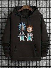 Rick and Morty Men'S Black Graphic Hooded Sweatshirt - Official Rick  Morty Des