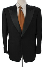 Canali Mens One Button Black Wool Suit Jacket Size 50