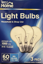 3 60W Simply for Home Clear Glass Decorative Light Bulbs w/Medium Base