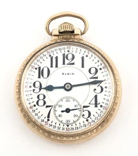 Antique ELGIN Father Time 21j 12k GF Railroad Grade 388 Pocket Watch. Dbl Roller