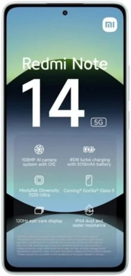 Smartphone Cellulare Xiaomi Redmi Note 14 5G Green 8+256GB NFC AI Dual Sim 6,67" - Immagine 2 di 4