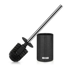 Lewono Toilet Bowl Brush and Holder, Long Stainless Steel 1 Pack, Black