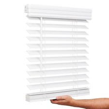 Cordless, 2 Inch Faux Wood Blind, 34" Wide x 60" Long, Window Blinds, Blinds ...