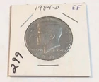 1984 D 50 Cent Kennedy Half Dollar Extra Fine Carded