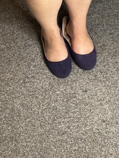 Navy Blue Suedette ballerina pumps flat slip on shoes  EU Size 39