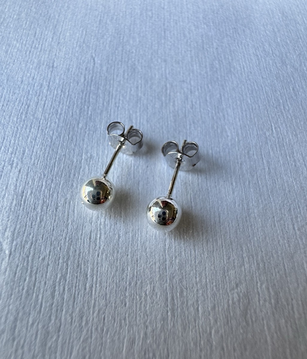 Fine Silver S999 Stud Earrings 5mm Dot & Sterling Silver 925
