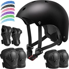Conjunto de casco de bicicleta para niños, rodilleras para patineta y casco