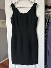 Gianni Black Sleeveless A Line Fitted Knee Length 100% Wool Dress Size 8