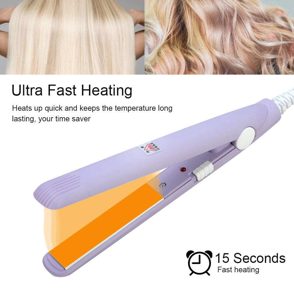 2-in-1 Mini Hair Straightener Curler Ceramic Tourmaline Ionic Flat Iron
