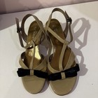 Fabrizio Bulckaen Tan Patent Leather & Black Suede Strappy Sandals Block Heel 37 — photo 7