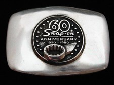 PI05145 VINTAGE 1980 SNAP ON TOOLS 60TH ANNIVERSARY SOLID SILVERBRONZE BUCKLE