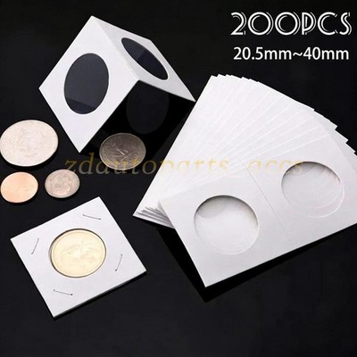 200 Assorted Coin Holders 2X2 Cardboard Mylar Flips Include 4 Sizes  New
