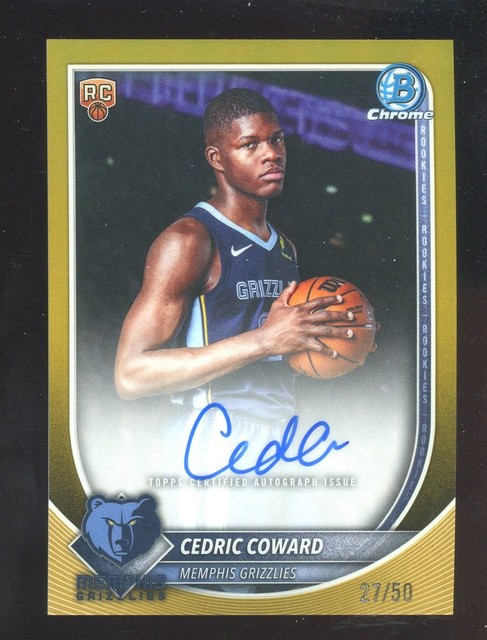 2025-26 Bowman Chrome Gold Refractor Cedric Coward Grizzlies RC Rookie AUTO /50