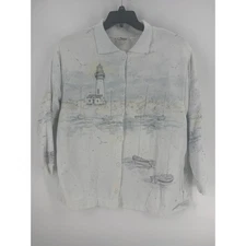 Artisans Novelty Lighthouse Button Up Shirt Coastalcore Cottagecore Aesthetic