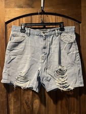 Route 66 Men's Denim Shorts Vintage Relaxed Fit Size 36 Light Wash Distressed