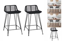 Barhocker 2 Pcs Schwarz 44X45X76 Cm Rattan Und Stahl