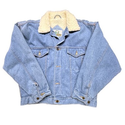 Vintage Woodlake Sherpa Lined Denim Trucker Jacket Size Men's Large USA Classic